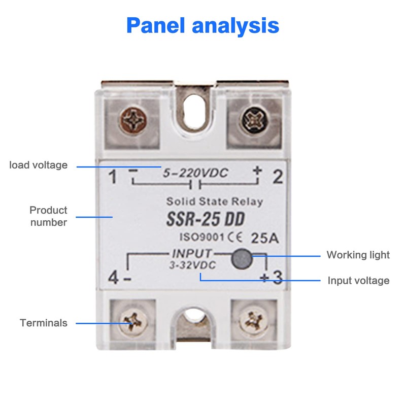Jadeshay Solid State Relay SSR-25 DD 25A 5-220VDC SSR Solid