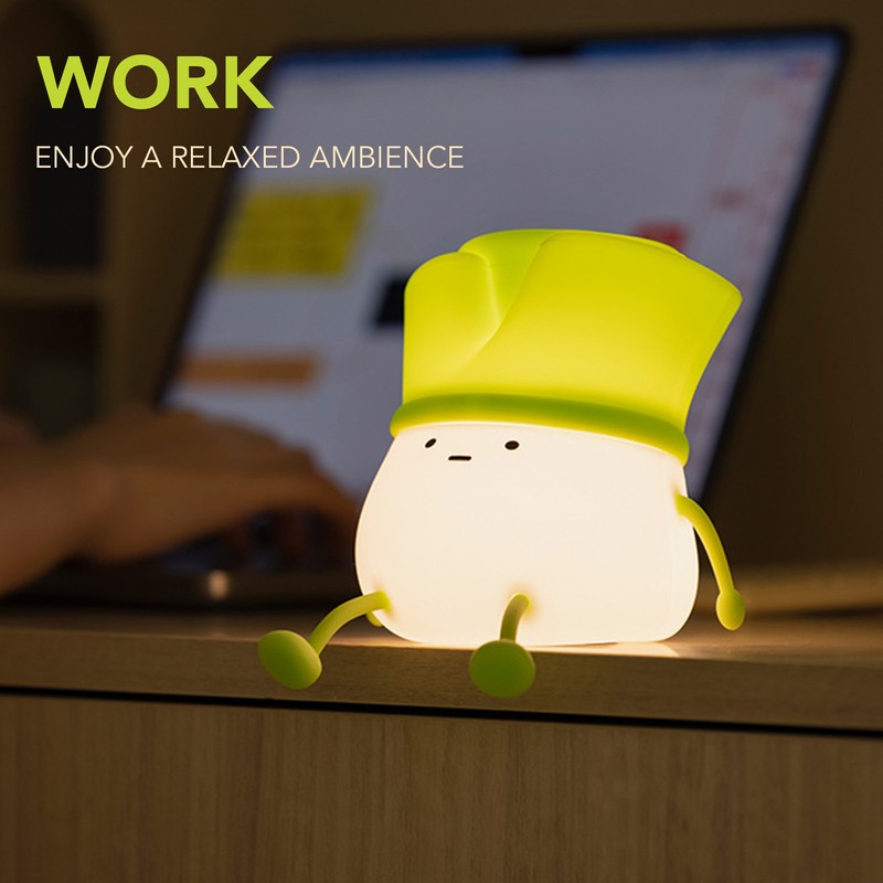 Cute LED Night Light Tap Control Rechargeable 1.5W Decorative Scallion
