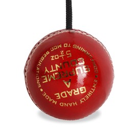 ZIPPER UK String Cricket Ball for Solo Batting Practice, Leather Hanging Cricket Ball on String for Batting Practice, Indoor & Outdoor Use