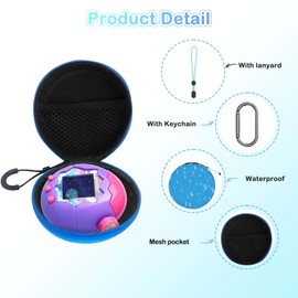 YAJOJO Carrying Case for Tamagotchi Paradise Virtual Interactive Pet Game Machine & Accessories- Hard Shell Protective Portable Travel Storage Bag with Wrist Strap& Carabiner,Blue