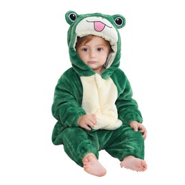 MICHLEY Unisex Baby Boy Girl Hooded Romper Winter Animal Cosplay Jumpsuit Outfits, Green, 2-5months, Size 70