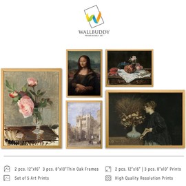 Renaissance Wall Decor - Set of 5 Leonardo da Vinci Art Prints/Antique Renaissance Wall Art Prints, Portrait Picture Artwork, Fine Art Prints & Art Lover Gifts, Home Room (8x10, 12x16 OakFramed)