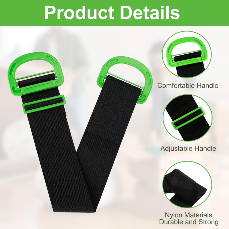 Adjustable Lifting Moving Straps, 2PCS Single or Multi-Person Retractable Carrying