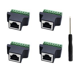 PENGLIN 4PCS RJ45 Female to 8 Pins Screw Terminal Adapter for Cat7 Cat6 Cat5 Ethernet LAN Network Extender,RJ45 8P8C Socket to 8 Pins Socket Coupler