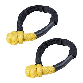 Set 1/2" x 22" Synthetic Soft Shackle Winch Rope Straps with Protective Sleeve 38,000LBs for Recovery Towing Off-Road (Yellow, 2pcs)