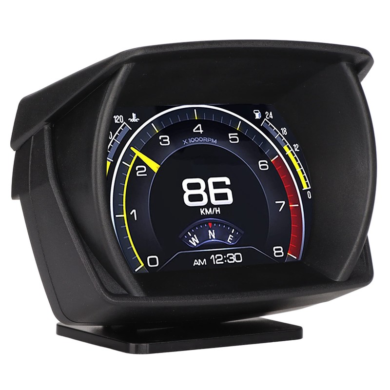 Black Vehicle HUD Display Multifunction OBD HUD Gauge 9 Alarm