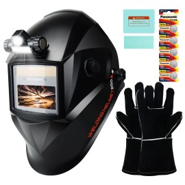 TRQWH True Color Welding Mask & Leather Bib, Heat Resistant, TIG MIG ARC Use