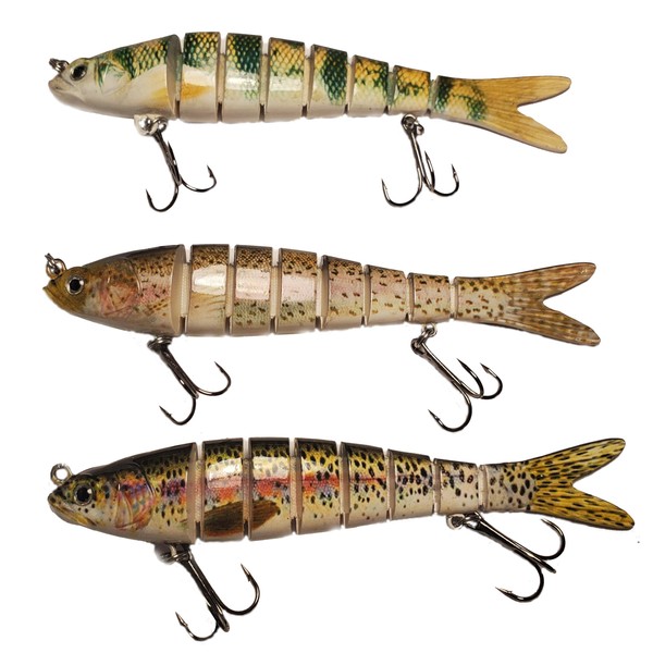 Generic Segmented Swim Bait Fishing Lure 3-Pack in Two Sizes