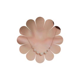 Yheakne Boho Pearl Necklace Choker Necklace Gold Station Pearl Necklace Beads Chain Necklace Floating Pearl Necklace Wedding Pearl Necklace Jewellery for Women and Girls, Zinc