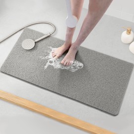 Asvin Soft Textured Bath, Shower, Tub Mat, 35x16 Inch, Phthalate Free, Non Slip Comfort Bathtub Mats with Drain, PVC Loofah Bathroom Mats for Wet Areas, Quick Drying