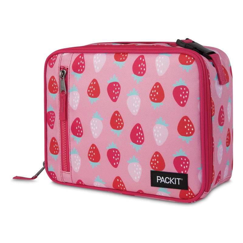 PackIt Freezable Classic Lunch Box, Sweet Strawberry, Built with ECOFREEZE