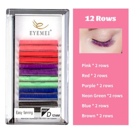 Colored Lash Extensions Easy Fan Volume Lashes 0.07 D 16mm Curl Pink White Red Purple Blue Green Dark Brown Mixed Individual Lash Extensions Self Fanning Volume Lash (0.07-D, 16mm)