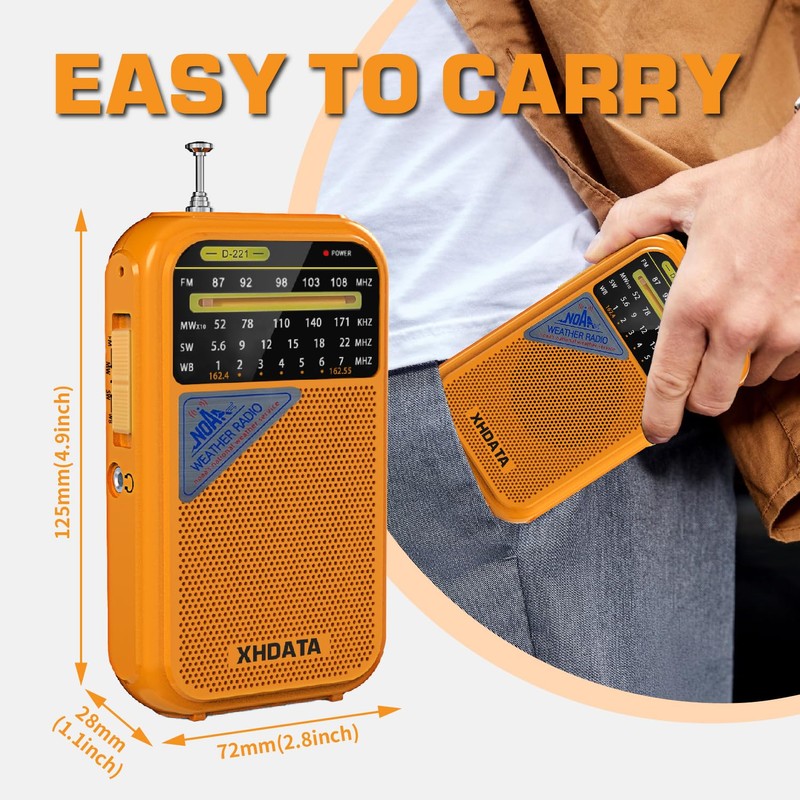 XHDATA D221 NOAA Weather Radio Portable AM FM Shortwave Radio