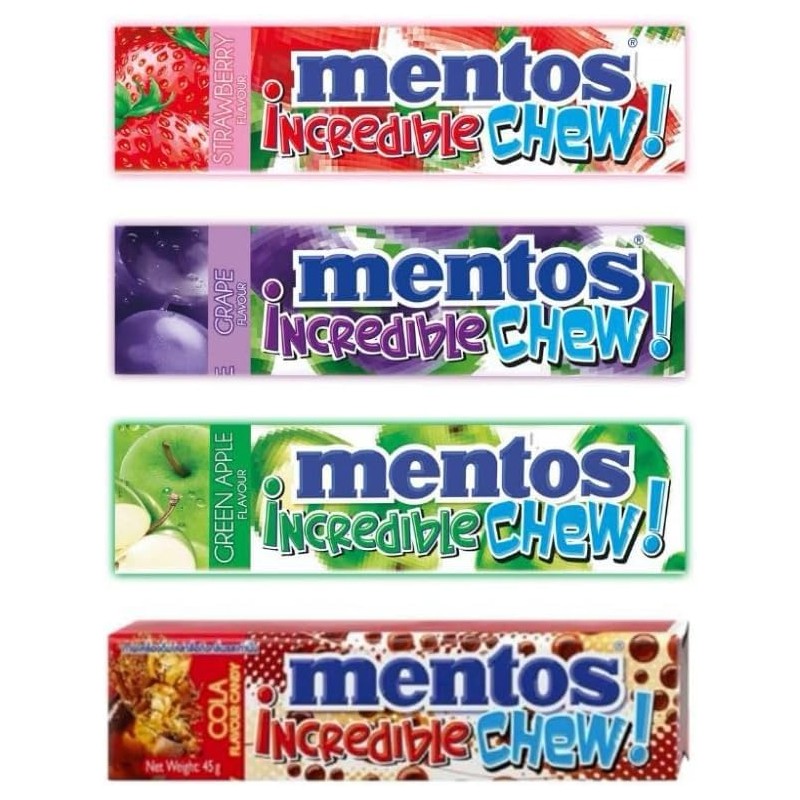 Variety Set of Incredible Chew (Strawberry, Grape, Green Apple, Cola)