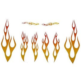 Full Color Flame Decal Kit Golf Cart, ATV, RC Truck, UTV, Motorcycle, Helmet Large (Yellow Fade to RED)