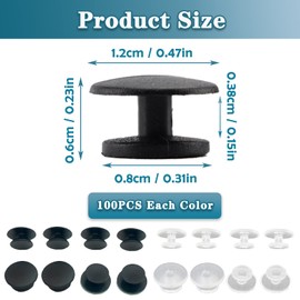 PUSNMI Buckle Plastic Button, Shoe Charm Backs Buttons Mixed Colors Black and Clear Round Buttons Accessories for Flat Shoe Charms, Wristband Charms Back, Factory DIY Ornaments 200pcs