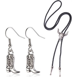 3 Pcs Cowgirl Accessories for Women, Cowboy Accessories,Cowboy,Cowboy Necklace,Cowboy Gifts, Creative Retro Style Metal Earrings,Fashionable Punk Unique Niche Design Sense Earring