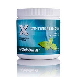 XyloBurst 100% Xylitol, Natural Chewing Gum 100 Count Jar Non GMO, Vegan, Aspartame Free, Sugar Free (Wintergreen, 1 Jar)