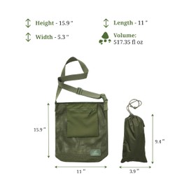 Acropolis Mushroom Hunting Bag - Shopping Mesh Bag - Forage Purse for Morels Picking for Adults and Kids - Haversack Bushcraft Bags
