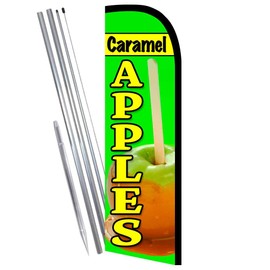 Vista Products Caramel Apples Premium Windless Feather Banner Flag Kit (Flag, Pole, & Ground Mt)