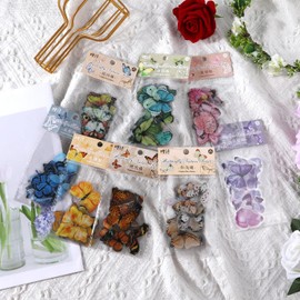 LUTER Butterfly Stickers Set, 320pcs Colorful Transparent Butterflies Vinyl Butterfly Stickers Decorations Decals for Crafts Resin Scrapbooking Envelopes Water Bottles (8 Colors Series)