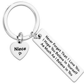 Niece Keychain Gifts for Nieces from Auntie Key Chain Birthday Unique Funny Inspirational Jewelry for Adults Women Aunt To My Niece Keychain