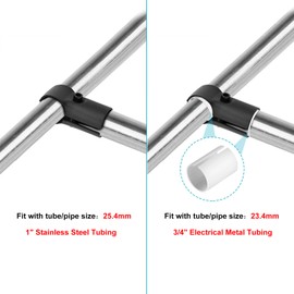 eoere 10 Sets T Pipe Connector Clamp, Fit OD 25.4 mm Stainless Steel Pipe and 3/4" EMT