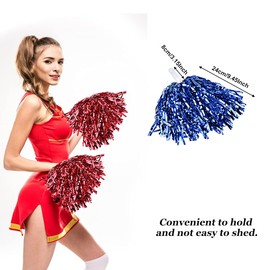 RECHCIGA Pack of 4 Cheerleading Pom Poms Metallic Cheerleader Pom Poms Bright Metallic Cheers Ball Sports Hand Flowers Cheerleader Pompoms for Dance Party School Sports Competition 6 Colours