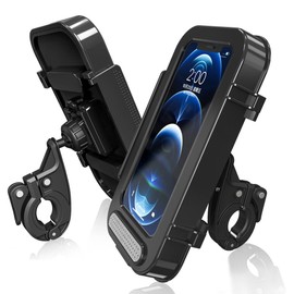 Anatch Phone Holder Waterproof Motorcycle Phone Mount with Touch Screen 360° Rotatable Smartphone Holder for Cellphones, Black