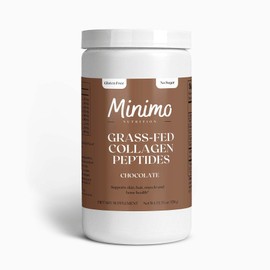 Minimo Nutrition Chocolate Grass-Fed Collagen Peptides for Hair, Skin, Nails, and Joints, Non-GMO and Gluten Free, 13.3 oz.