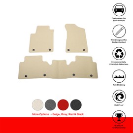 IKON MOTORSPORTS, Nylon Car Floor Mats Compatible with 2017-2023 Nissan Armada & Infiniti QX80, OE Style Beige Driver Passenger Car Carpets, Front Rear 3PCS Full Set