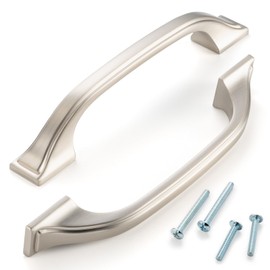 ASKANO 3-3/4 Inch Hole Centers, Brushed Nickel Arch Kitchen Cabinet Pull Handle ZP2409 | Pack of 10, Solid Hardware for Drawer, Dresser, Bathroom, Vanity, Furniture Door, Cupboard, Bedroom, 3.8"