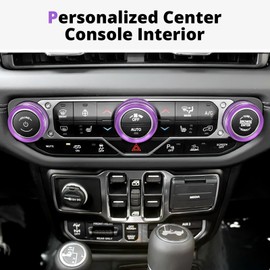 Air Conditioner Headlight Center Consoles Switch Knob Cover Trim for 2018-2025+ Jeep Wrangler JL JLU Gladiator JT 4XE Interior Accessories, Aluminum Alloy 4pcs (PURPLE-4PCS)