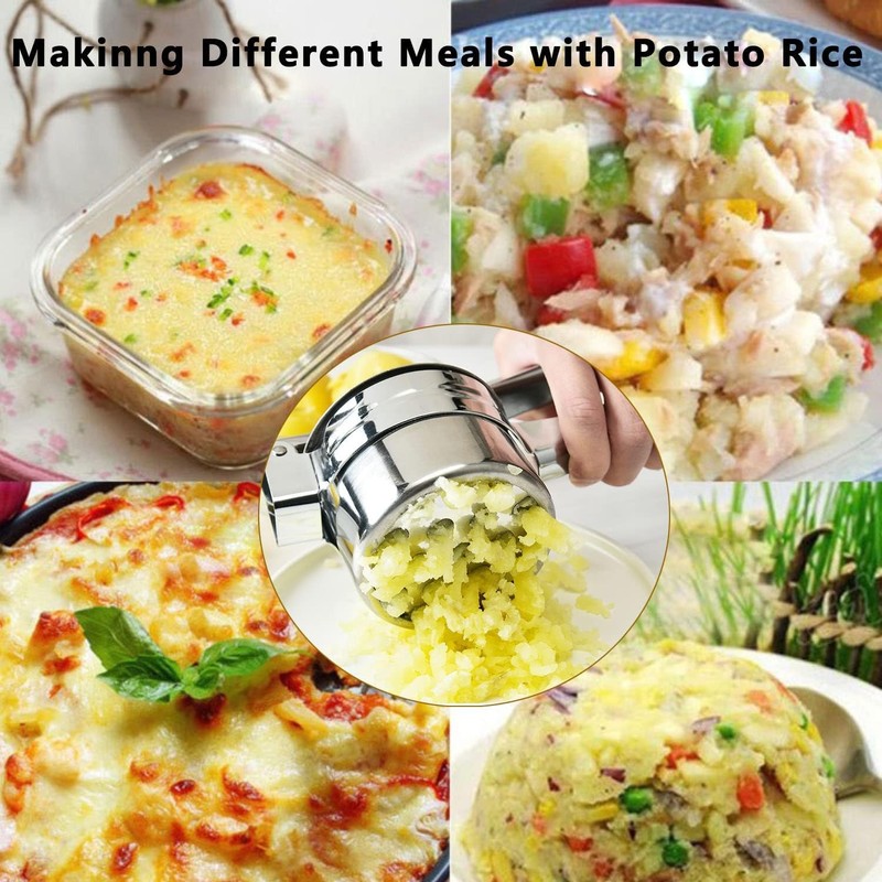 Potato Masher, Stainless Steel Potato Ricer, Manual Squeezer, Vegetable Masher,