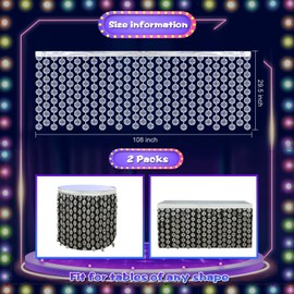 2 Pack Disco Ball Silver Foil Tinsel Fringe Table Skirts Metallic Foil Fringe Tinsel Table Skirts Disco Party Decorations for 70s & 80s Last Disco Bachelorette Dancing Queen Taylor Party Decor