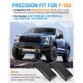 Sejaede F150 Front Bumper Guard Pad Cover Compatible with Ford F-150 2018 2019 2020, Replace# JL3Z17E810AB, Front Left Driver & Right Passenger Side Inserts End Caps, 2Pcs Black