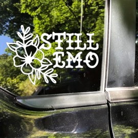 2PC Still Emo with Flower Stickers 6.69"x4.33", Retro Emotional Atmosphere, Waterproof & Adhesive Decal for Cars, Laptop, Windows, Home Life Decor |#AZ310