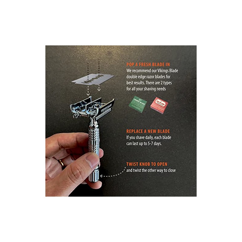VIKINGS BLADE The Chieftain Safety Razor + Swedish Platinum Super