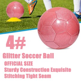 DHYLRICHER 3 Pack Glitter Soccer Ball Set with Pump – Size 4 Pink Training Balls for Youth, Teens, and Adults – Soft Practice Ball for Beginners