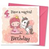 Birthday Card for Girl Age 4. Girl Birthday Card with