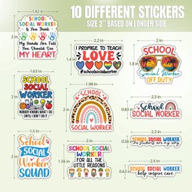 (10pcs) School Social Worker Sticker Pack, Thoughtful Uplifting Vinyl Decals for Counselors, Mental Health Advocates, Educators - Waterproof UV-Resistant, for Laptop, Water Bottle, Notebook