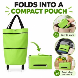 Foldable Shopping Cart Bag for Grocery Runs – 2-in-1 Rolling Tote with Wheels for Everyday Shopping