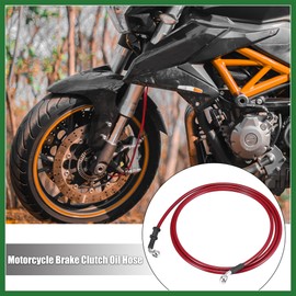 Motoforti Universal 200cm 78.74" Motorcycle Brake Clutch Oil Hose Line Pipe Hydraulic Reinforced Stainless Steel Braided Red Long-lasting