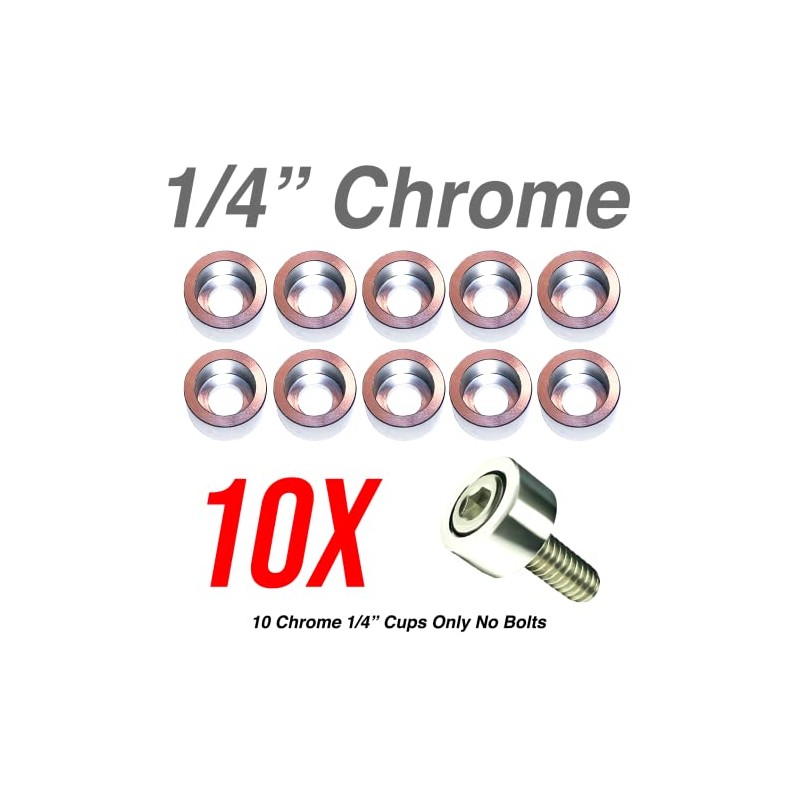 Chrome 1/4" Hex Allen Bolt Cups Engine Dressup Washers