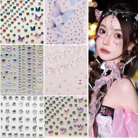 CQJSYL Rhinestone Face Seal, 3D Decoration, Aurora Stone Seal, Teardrop Makeup, Facial Deco, Rhinestone Sticker, Crystal Glitter Diamond Deco Parts Seal, Glitter Face Sticker, Direct Sticking, Nail
