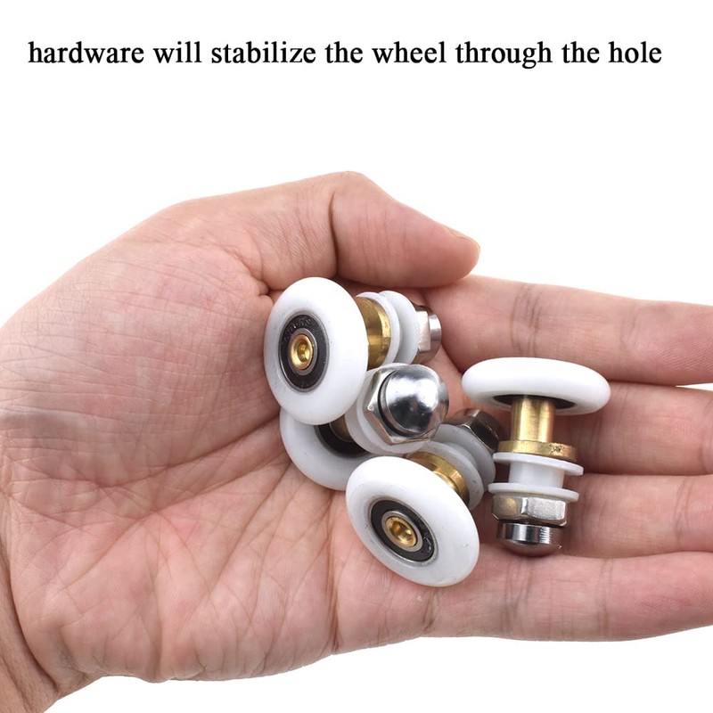 Hahiyo 27mm Diameter Brass Shower Door Wheels with Stainless Steel