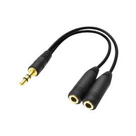 Earphone Splitter Cable, Earphone Jack, Calling, Bifurcated, 3.5mm Distribution Cable, 11.8 inches (30 cm), Microphone Function, 4 Pole Mini Plug Male to 2x4 Stereo Female, Gold Plated, Compatible with PC, Headphones, Speakers, Dowblade, etc. (1 piece)