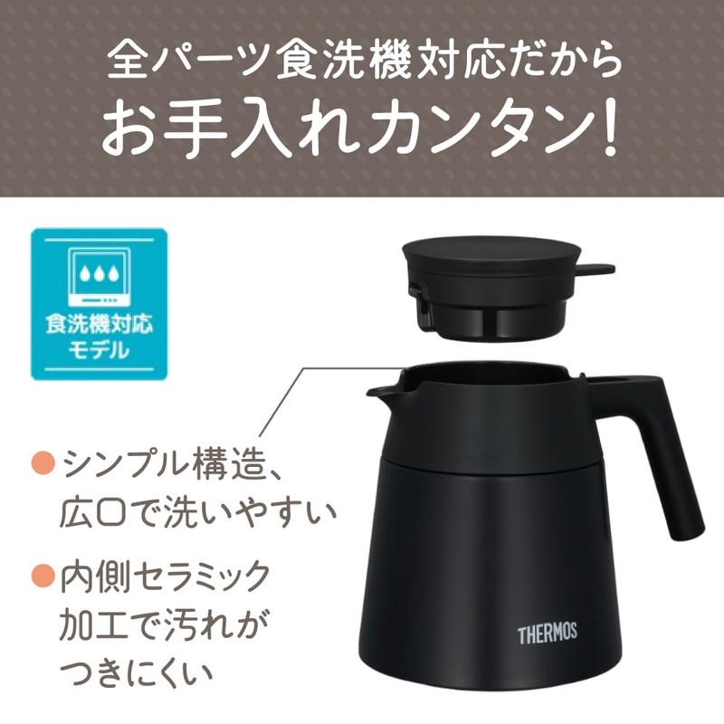 THERMOS Vacuum Insulated Coffee Server 720ml Black All Parts Dishwasher-Safe