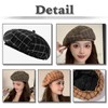 White Fang CZ377 Women's Beret Hat, Natural Check Mocha, Cute,