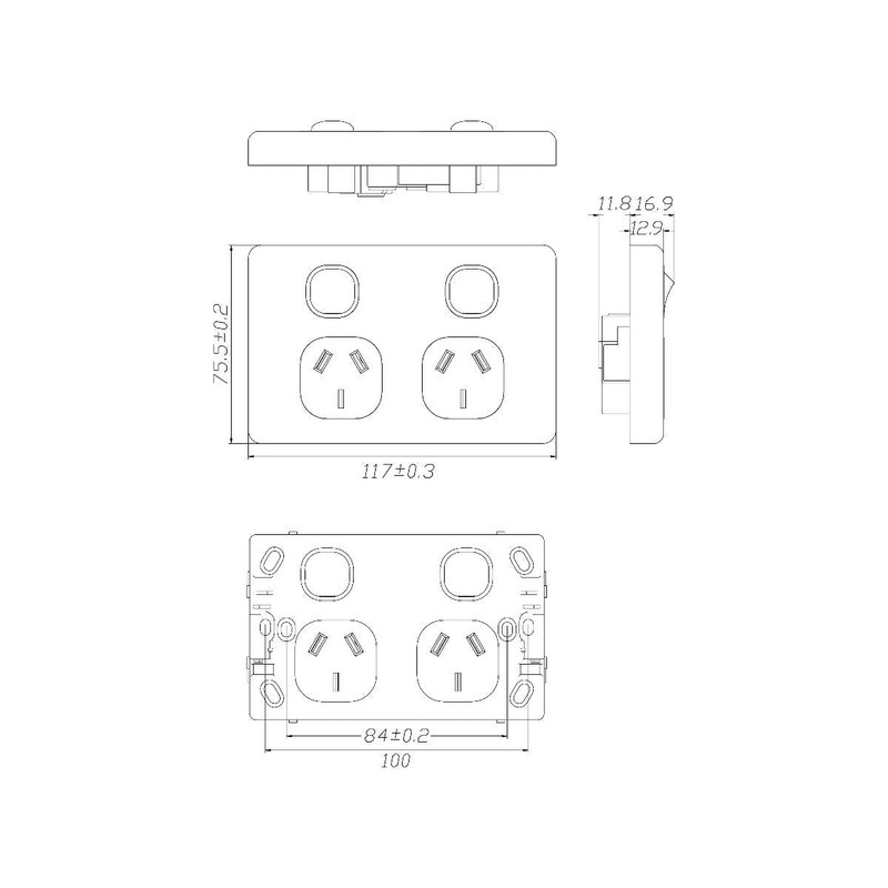 4C | Classic Double Power Point 250V 10A - Vertical